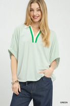 Cindy Pin Striped Collared Neck Top - Be You Boutique