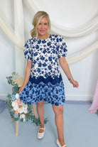 Lena Floral Ric Rac Trim Short Sleeve Dress - Be You Boutique