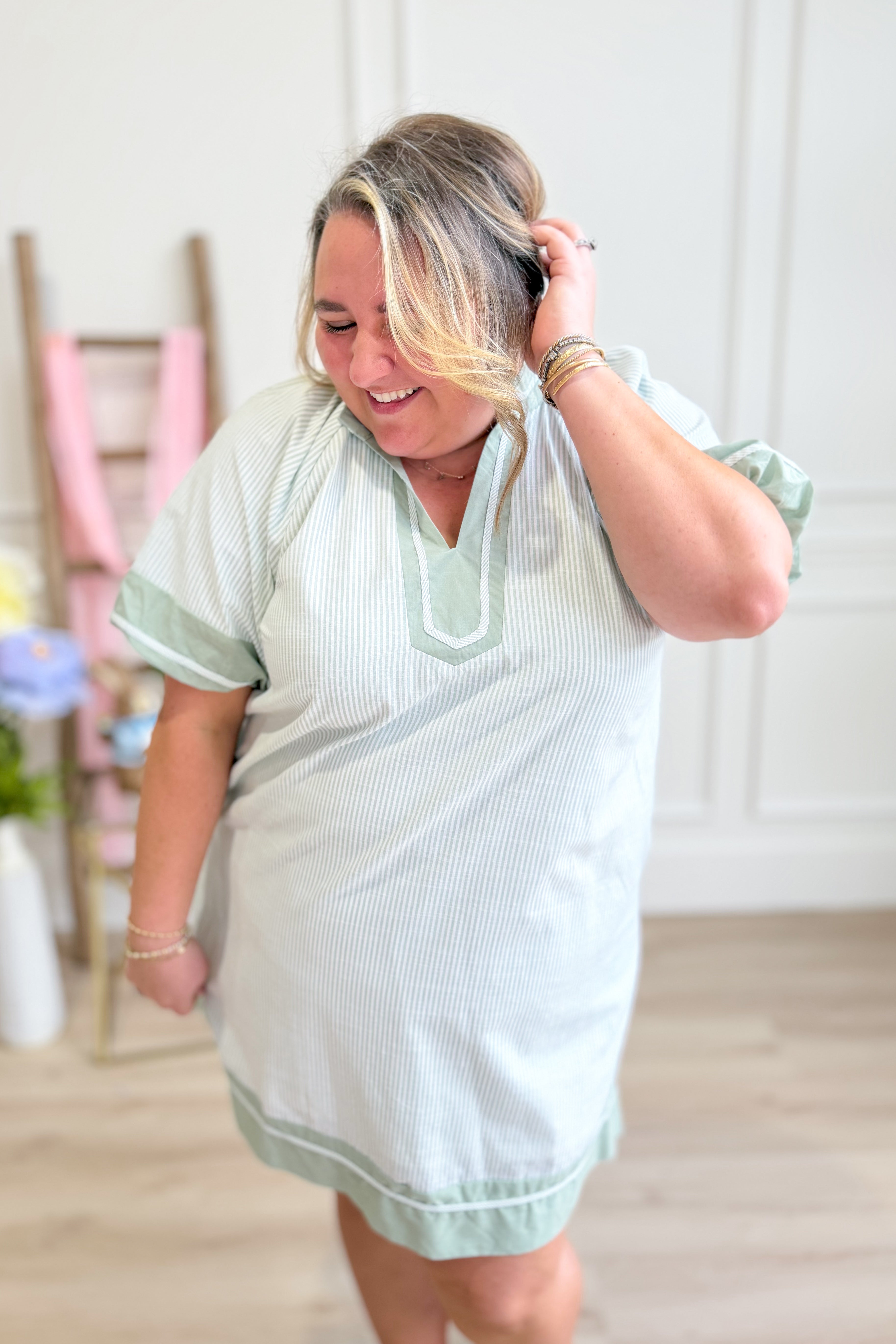 Maddie Pin Striped Dress - Be You Boutique