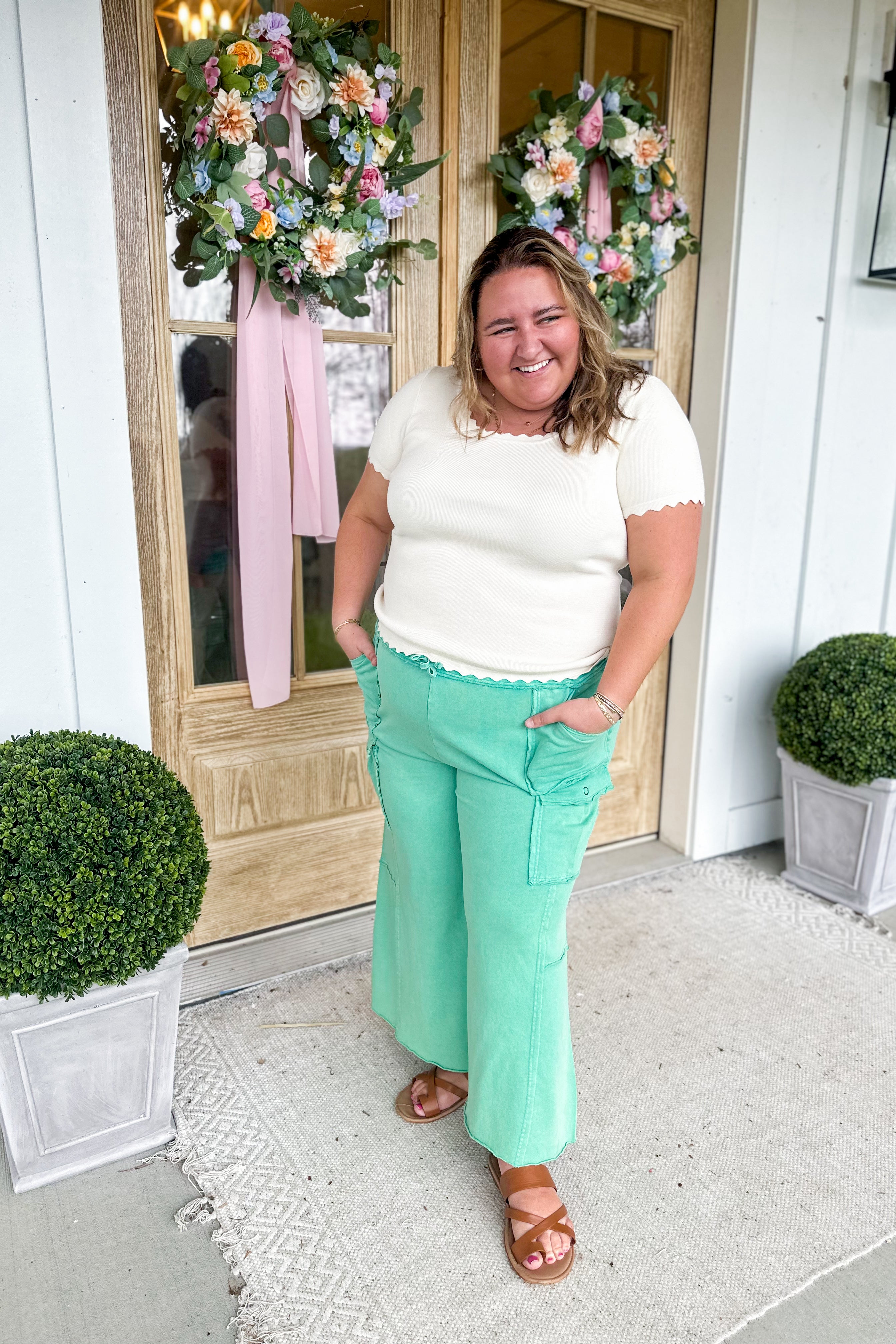 Mateo Mineral Washed Wide Leg Cargo Pants - Be You Boutique