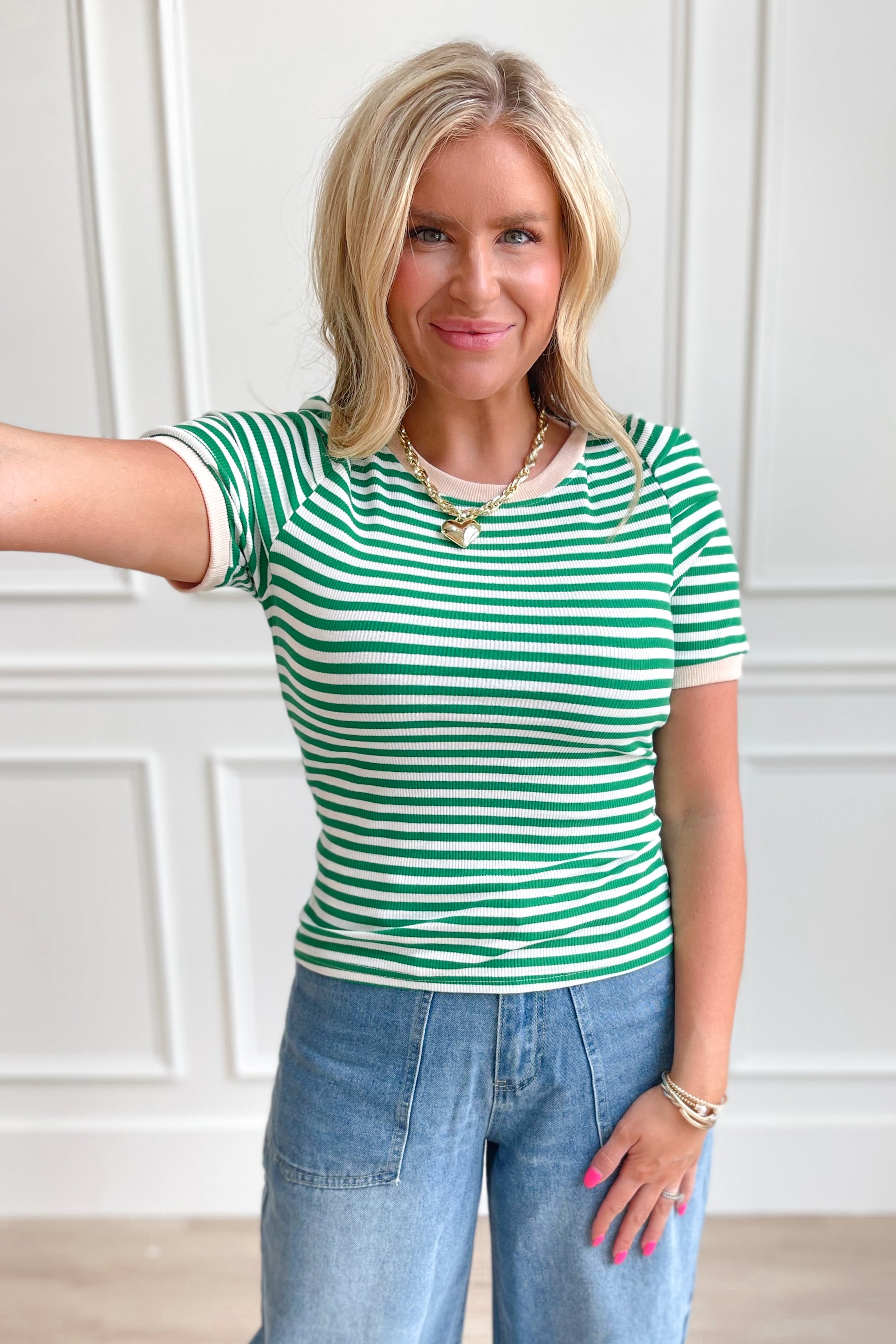 Jeri Striped Puff Sleeve Top - Be You Boutique
