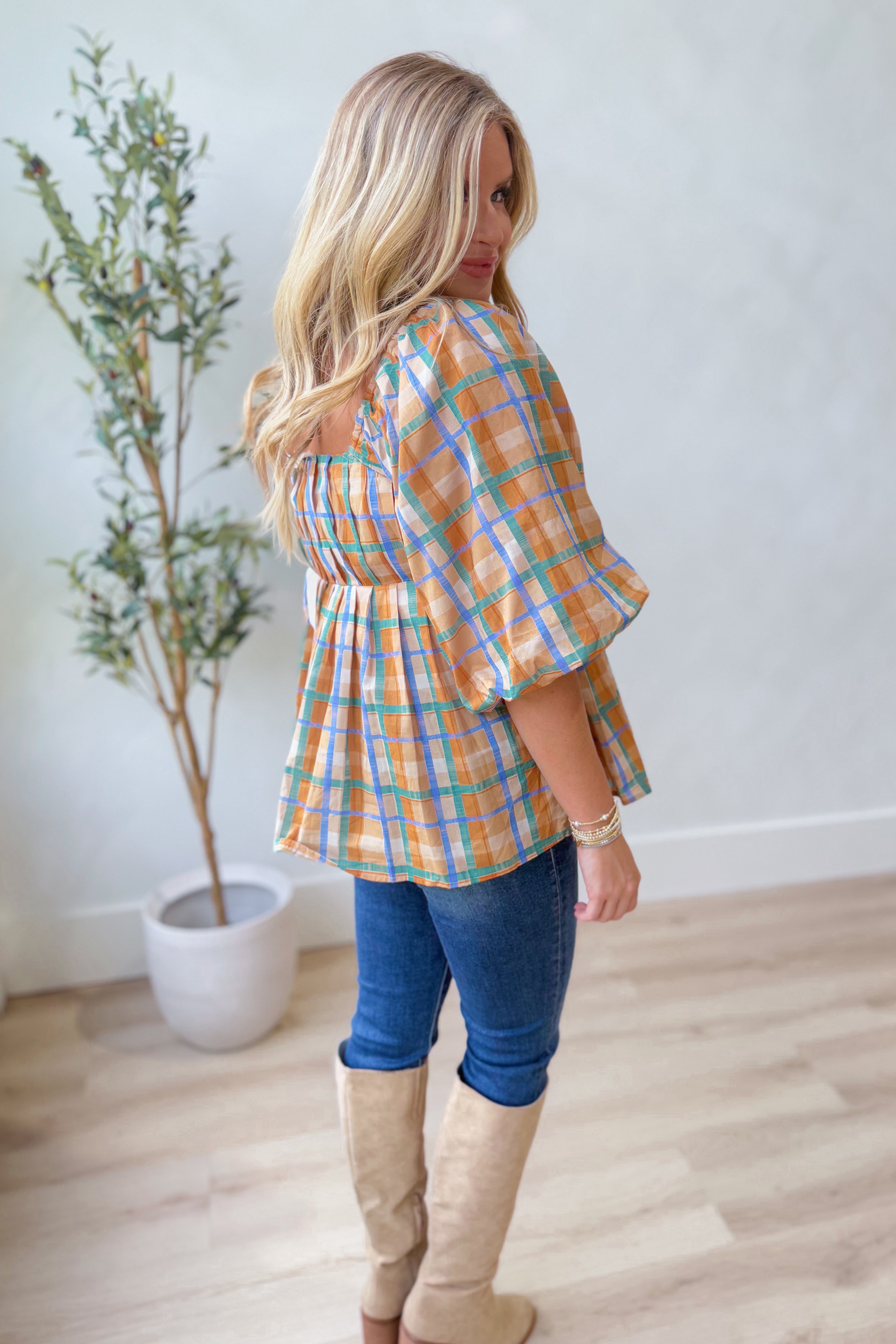 Bethany Plaid Babydoll Top - Be You Boutique