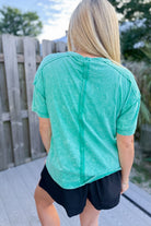 Clara Short Sleeve Washed Knit Pocket Tee - Be You Boutique