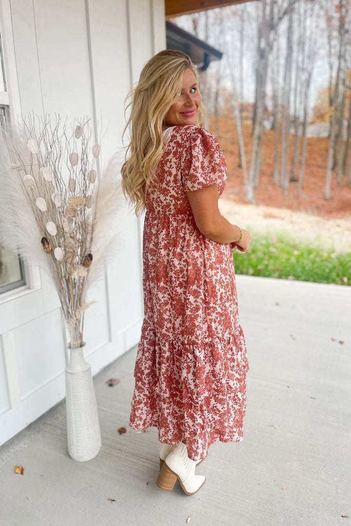 Kia Floral Print Round Neckline Midi Dress - Be You Boutique
