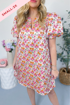 Cindy Floral Embroidered Puff Sleeve Dress - Be You Boutique