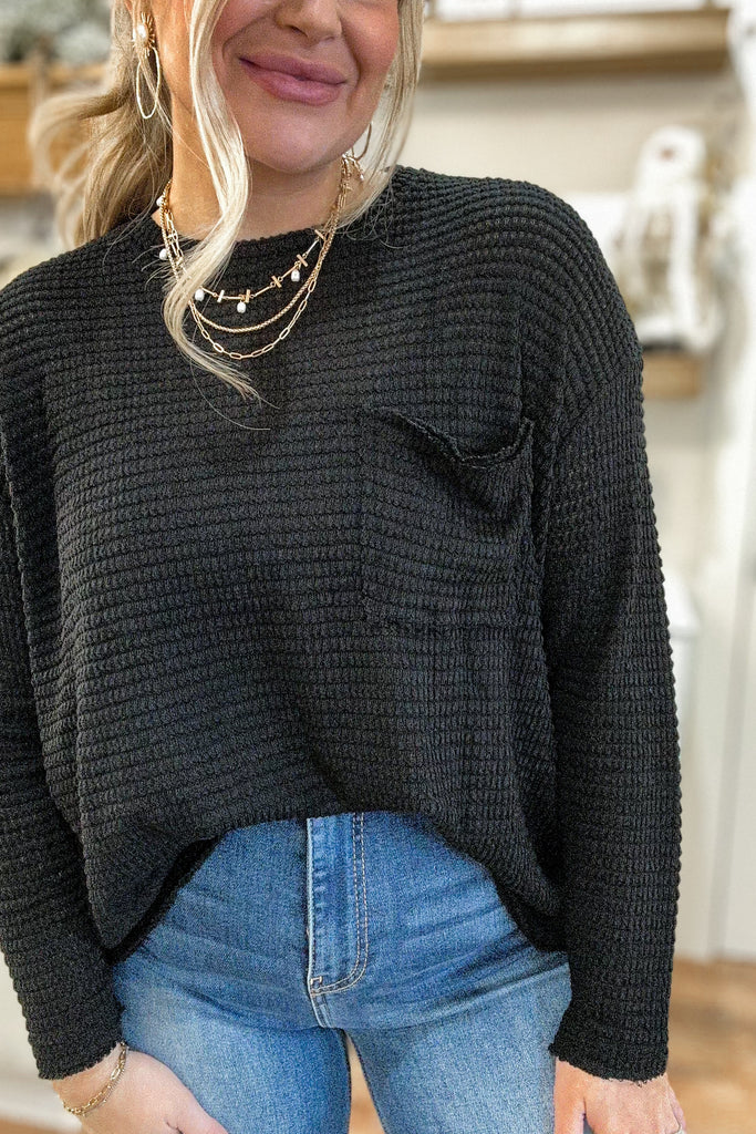 Heidi Drop Shoulder Boat Neck Jacquard Sweater Top - Be You Boutique