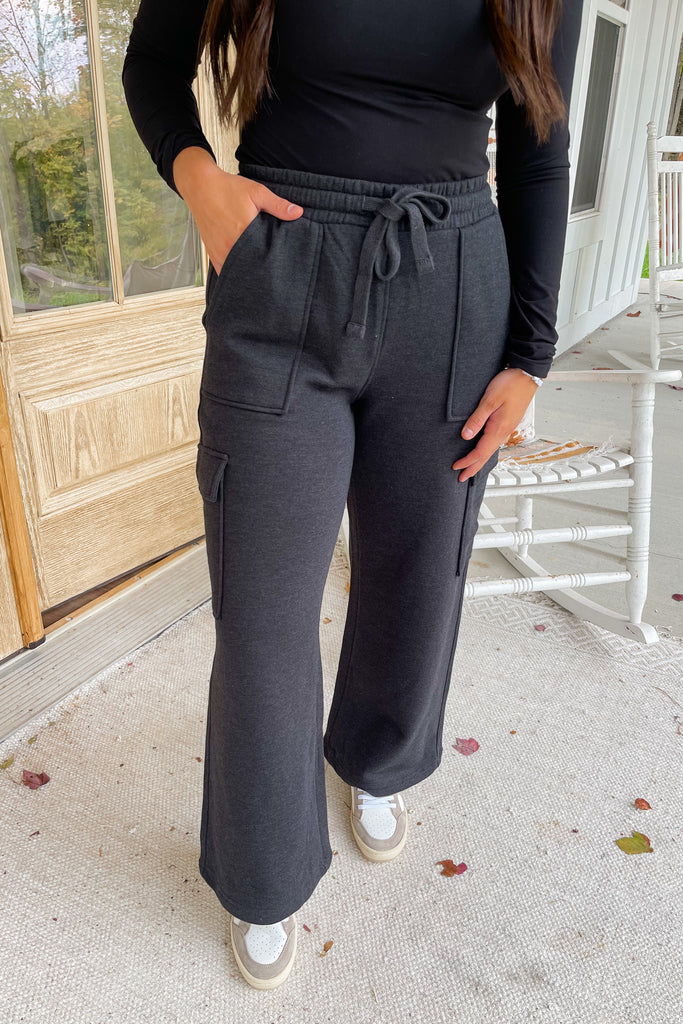Risen Cozy Comfy High Rise Cargo Pocket Wide Leg Pants - Be You Boutique