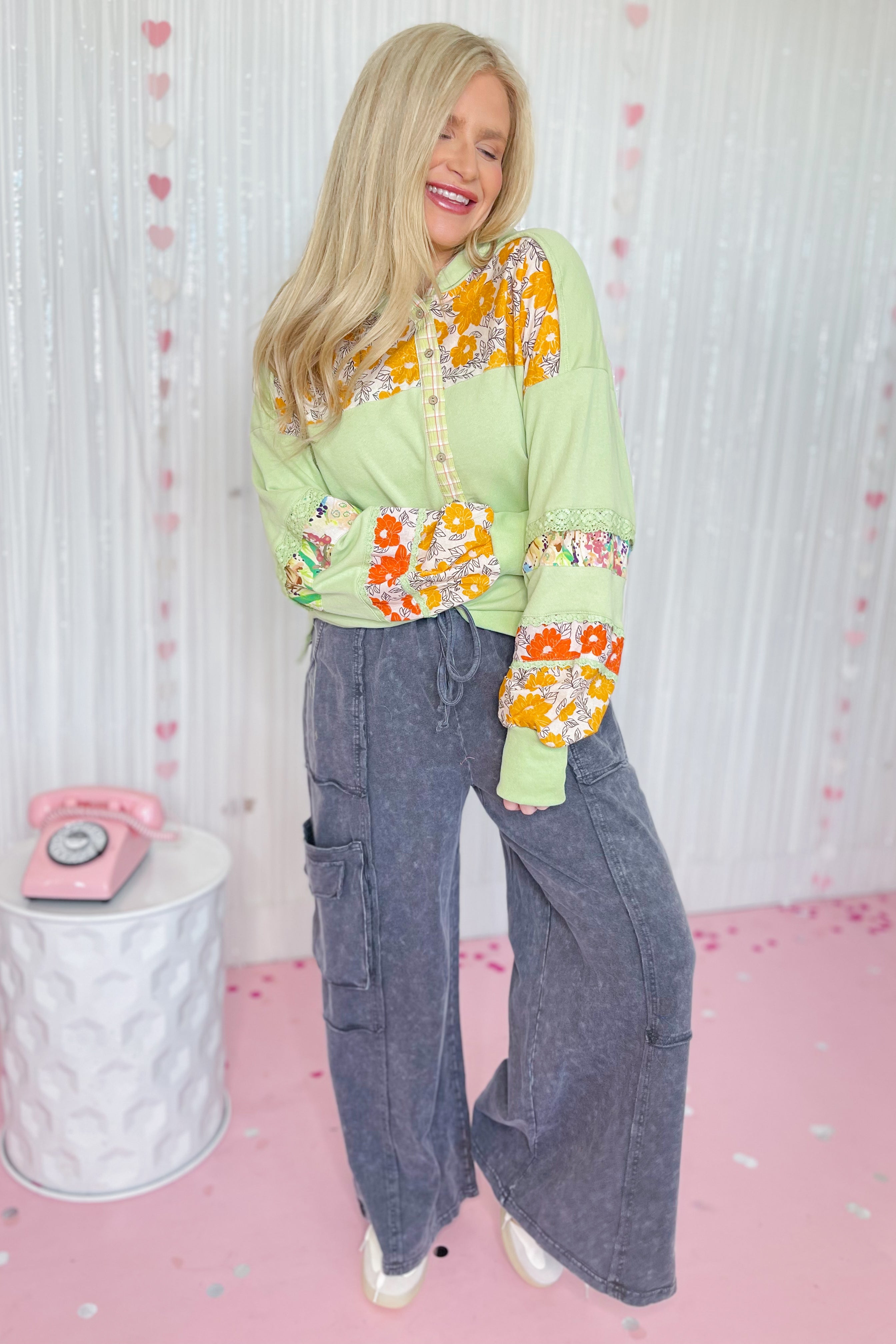 Mike Mineral Washed Terry Knit Pant Bottoms - Be You Boutique