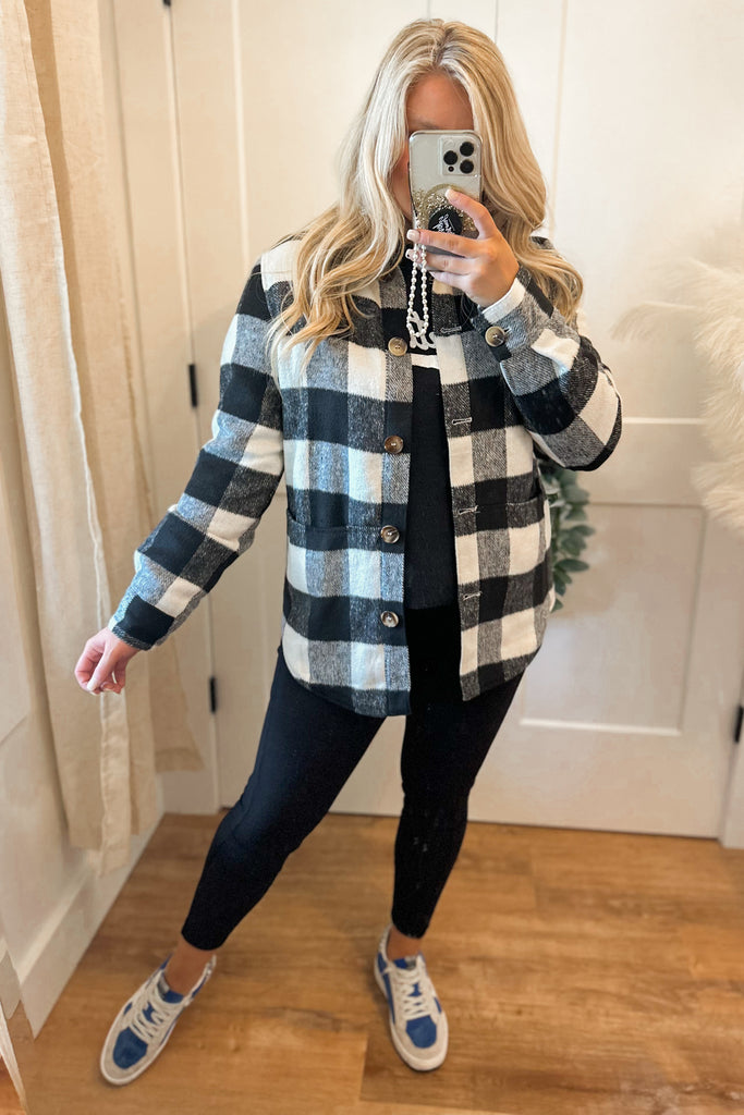 Beau Flannel Shirt Shacket Jacket Top with Pockets - Be You Boutique