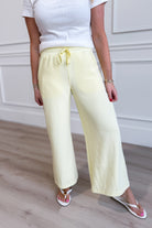 Ra e Mode Norma lemon cropped wide-leg pants, 156 pants style, shown in bright lemon fabric with a relaxed fit and cropped length.