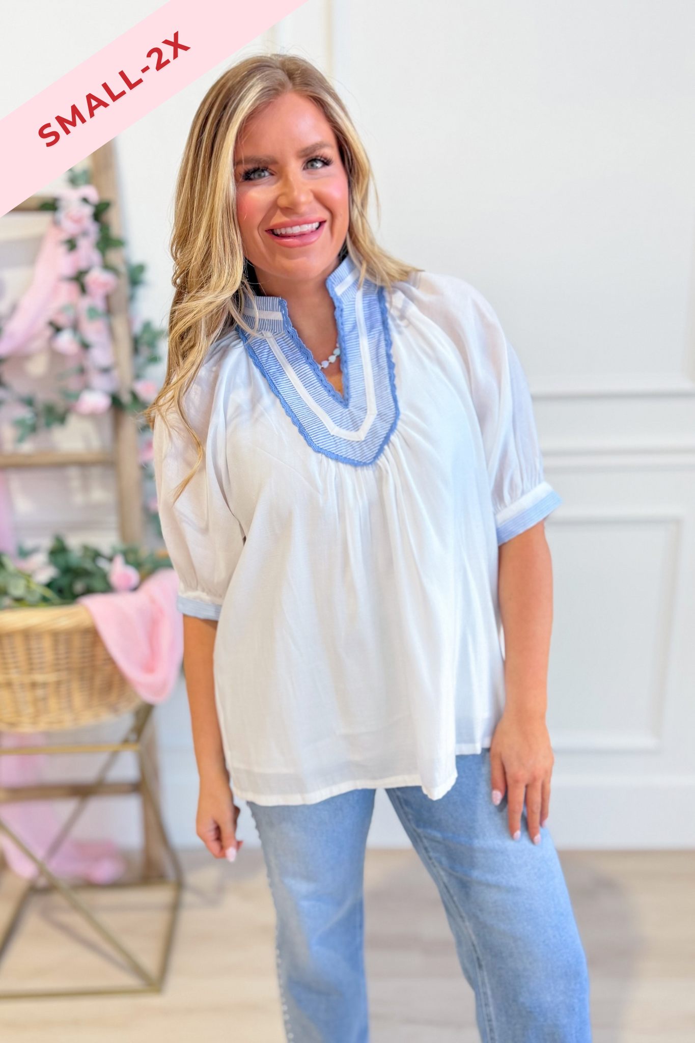 Lynette Solid Trim Detailed Top - Be You Boutique