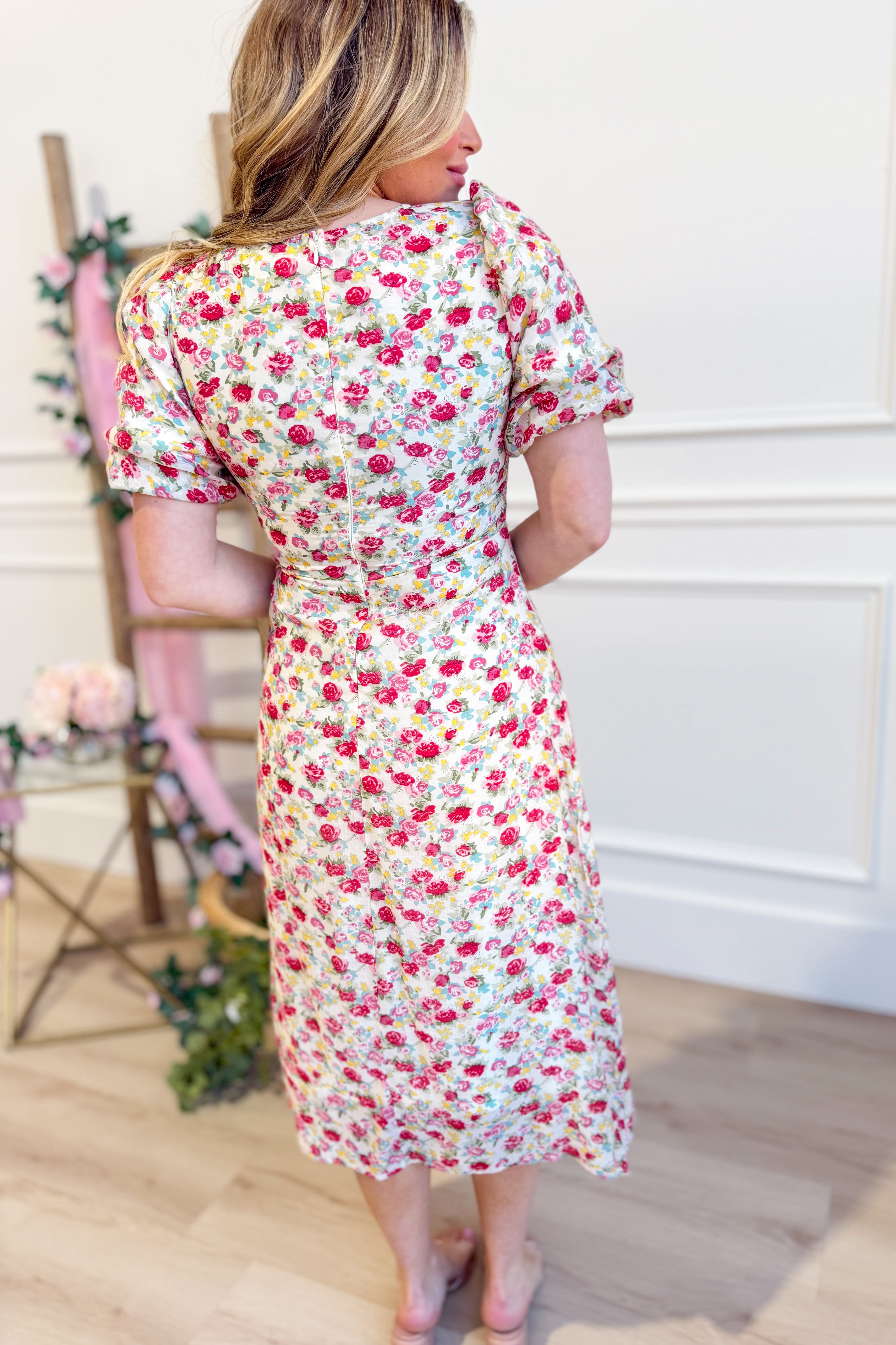 Wilma Floral Printed Puff Sleeve Dress - Be You Boutique