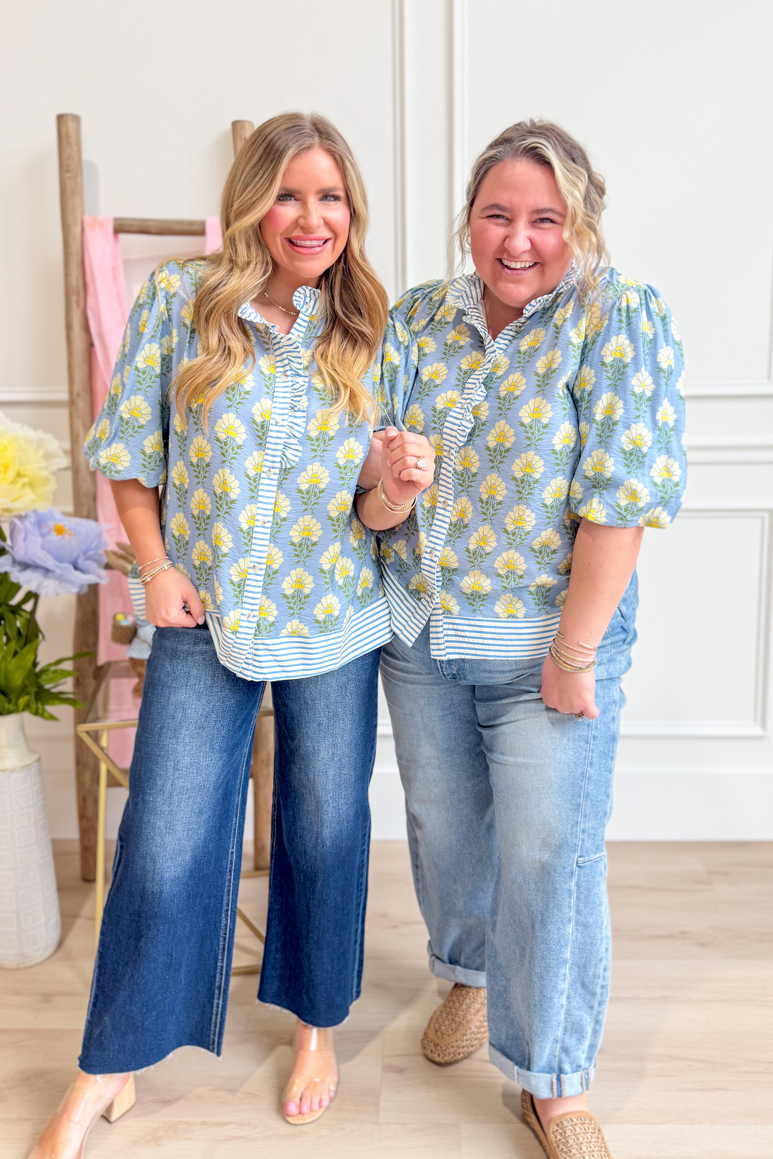 Blakely Ruffle Neck Floral Top - Be You Boutique