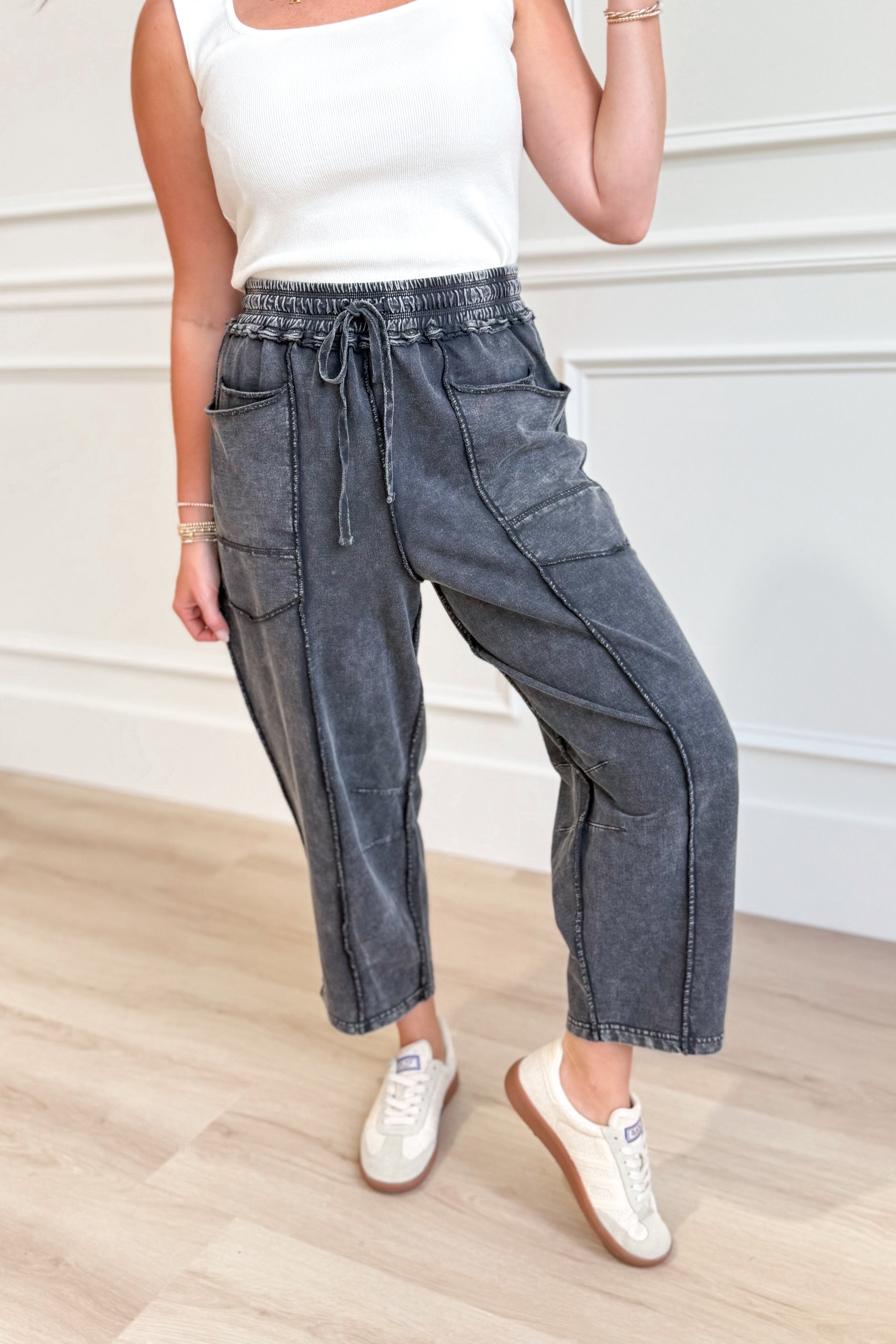 Vinny Mineral Washed Terry Knit Pant - Be You Boutique