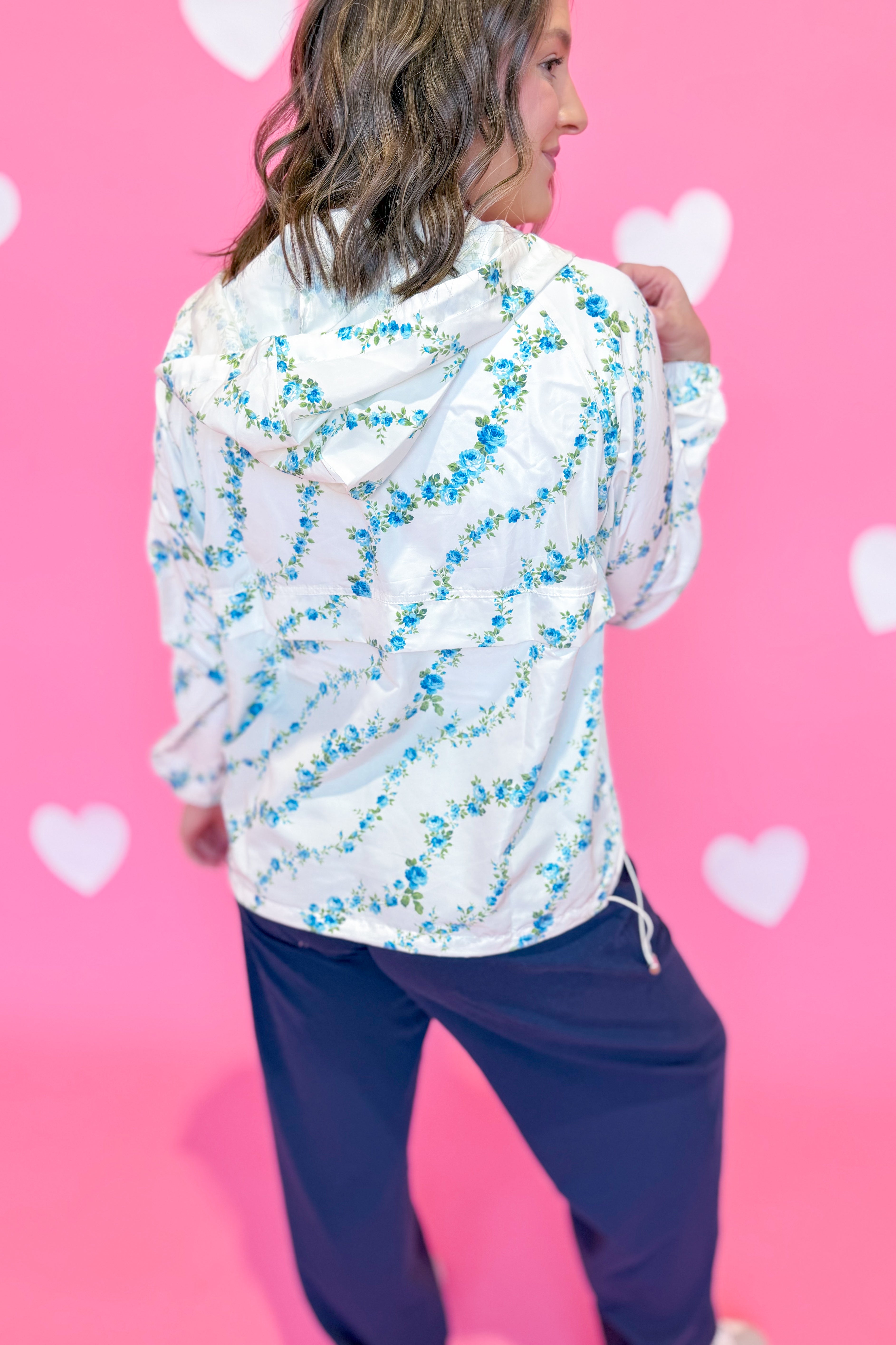 Augusta Floral Print Long Sleeve Windbreaker Jacket - Be You Boutique