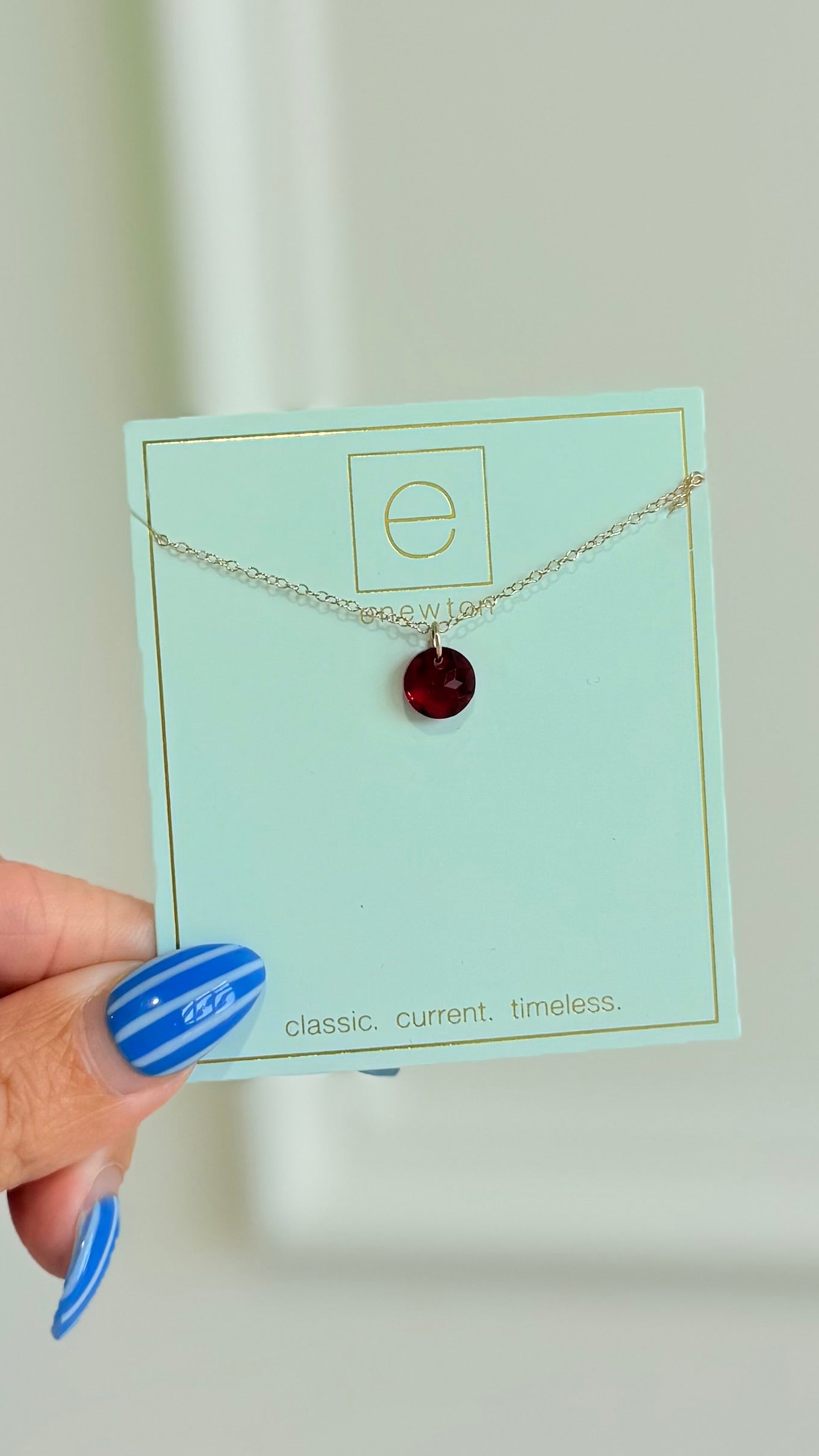 Enewton 16-inch classic birthstone necklace featuring a sparkling gemstone pendant on a delicate chain.