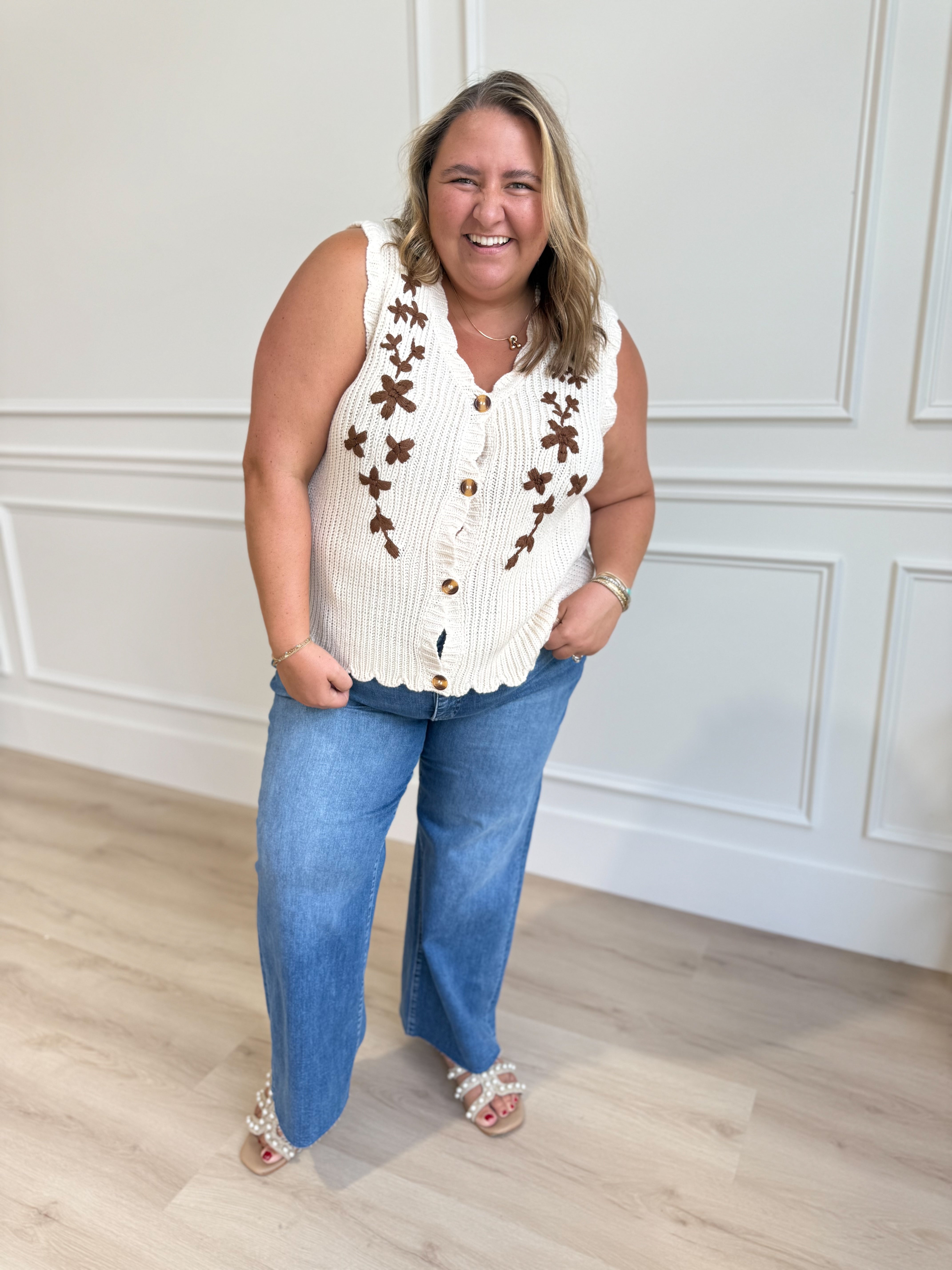 Linda Flower Knit Sweater Vest - Be You Boutique