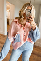 Emmie Long Size Oversize Button Down Thermal Sleeve Shirt Top - Be You Boutique