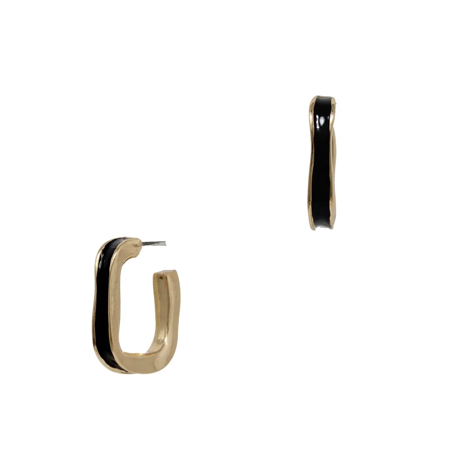 Gold w/ Black Epoxy Squared Hoop - Be You Boutique