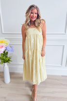 HYFVE Diane tiered gingham embroidered dress with casual style, featuring a lightweight fabric and intricate embroidery details.
