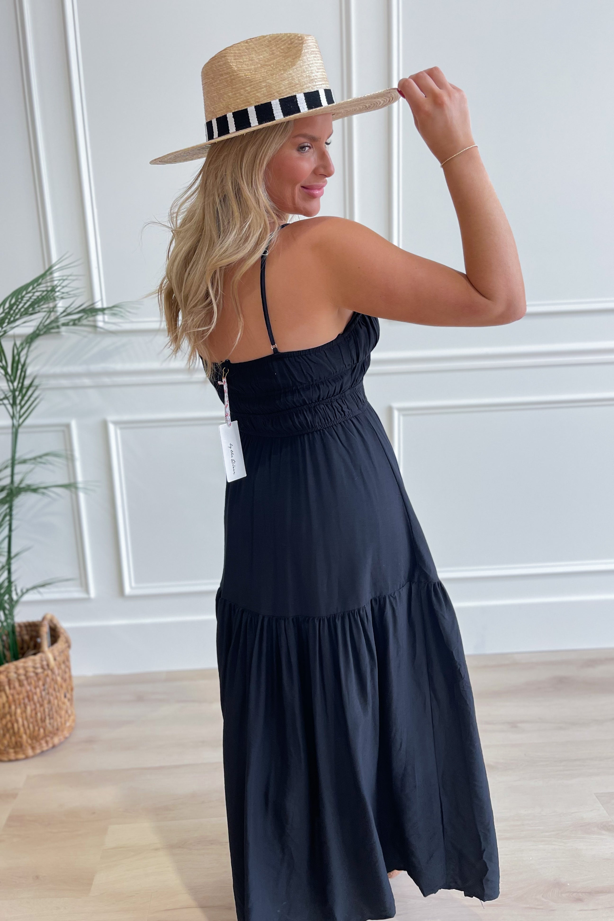 Helen Shirred Front Tie Sleeveless Midi Dress - Be You Boutique