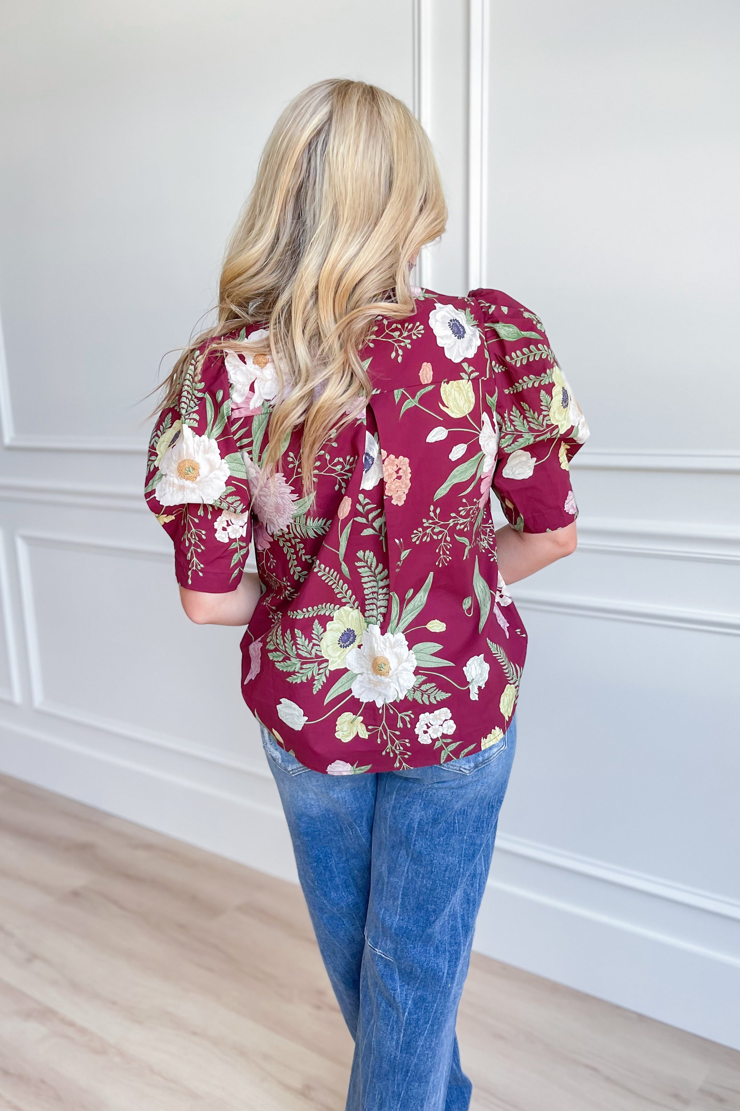 Sandra Floral Puff Sleeve Top - Be You Boutique
