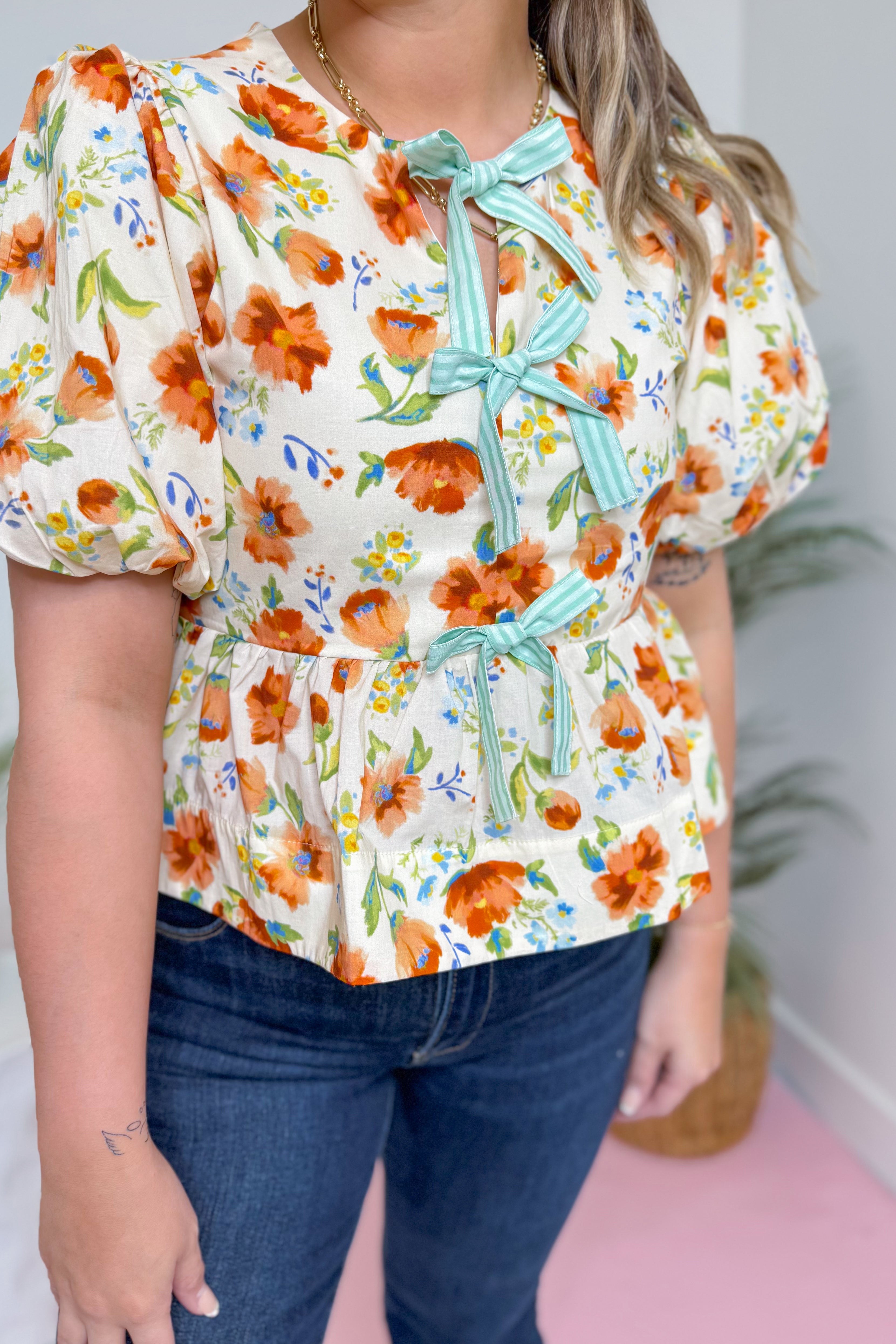 Julie Floral Peplum Top - Be You Boutique