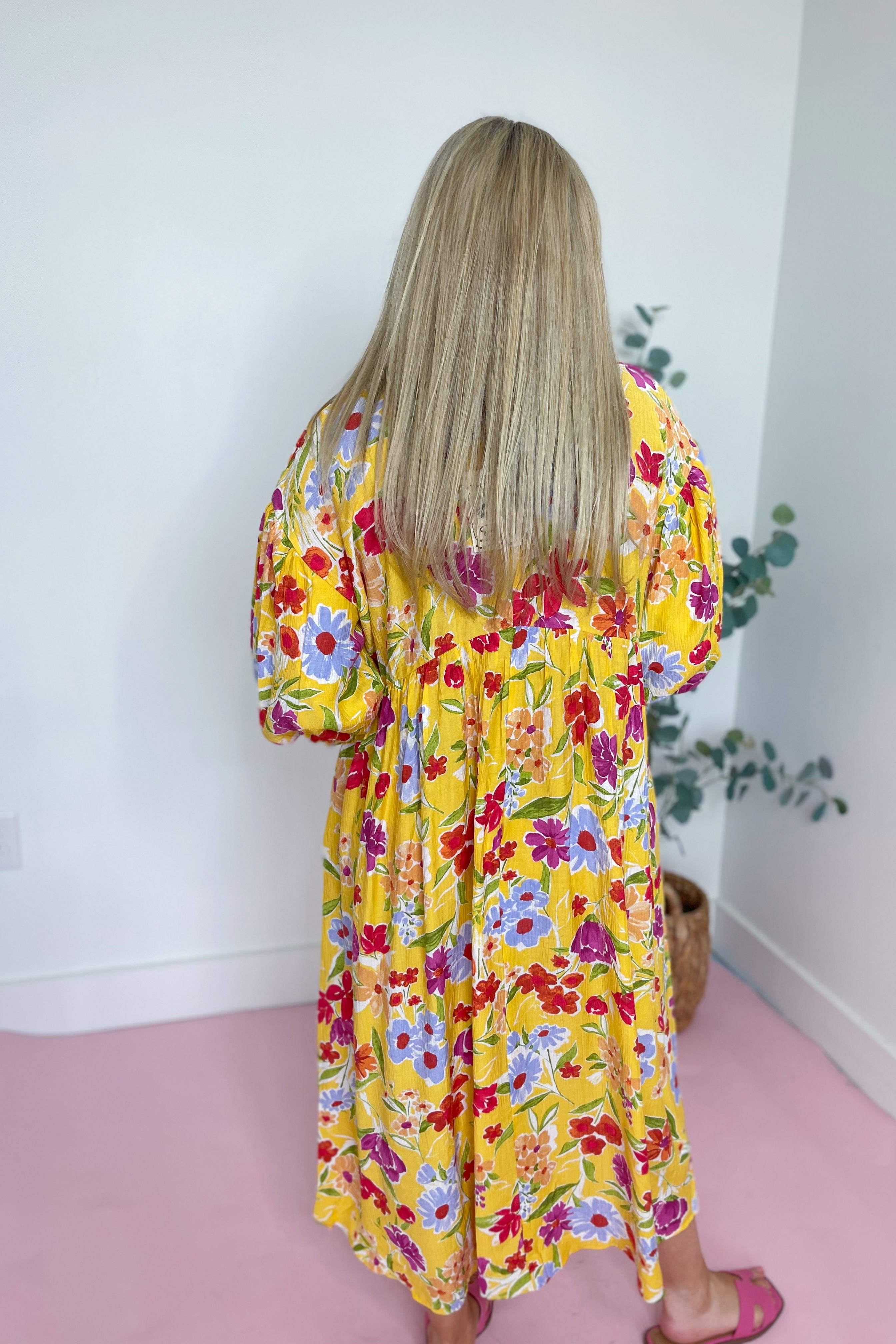 Serena Blossom Print Bubble Sleeve Maxi Dress - Be You Boutique