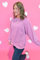 Ada Floral Lace Trim Raglan Sleeve Sweatshirt - Be You Boutique