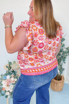 Shanon Floral Printed Ruffle Neck Top - Be You Boutique