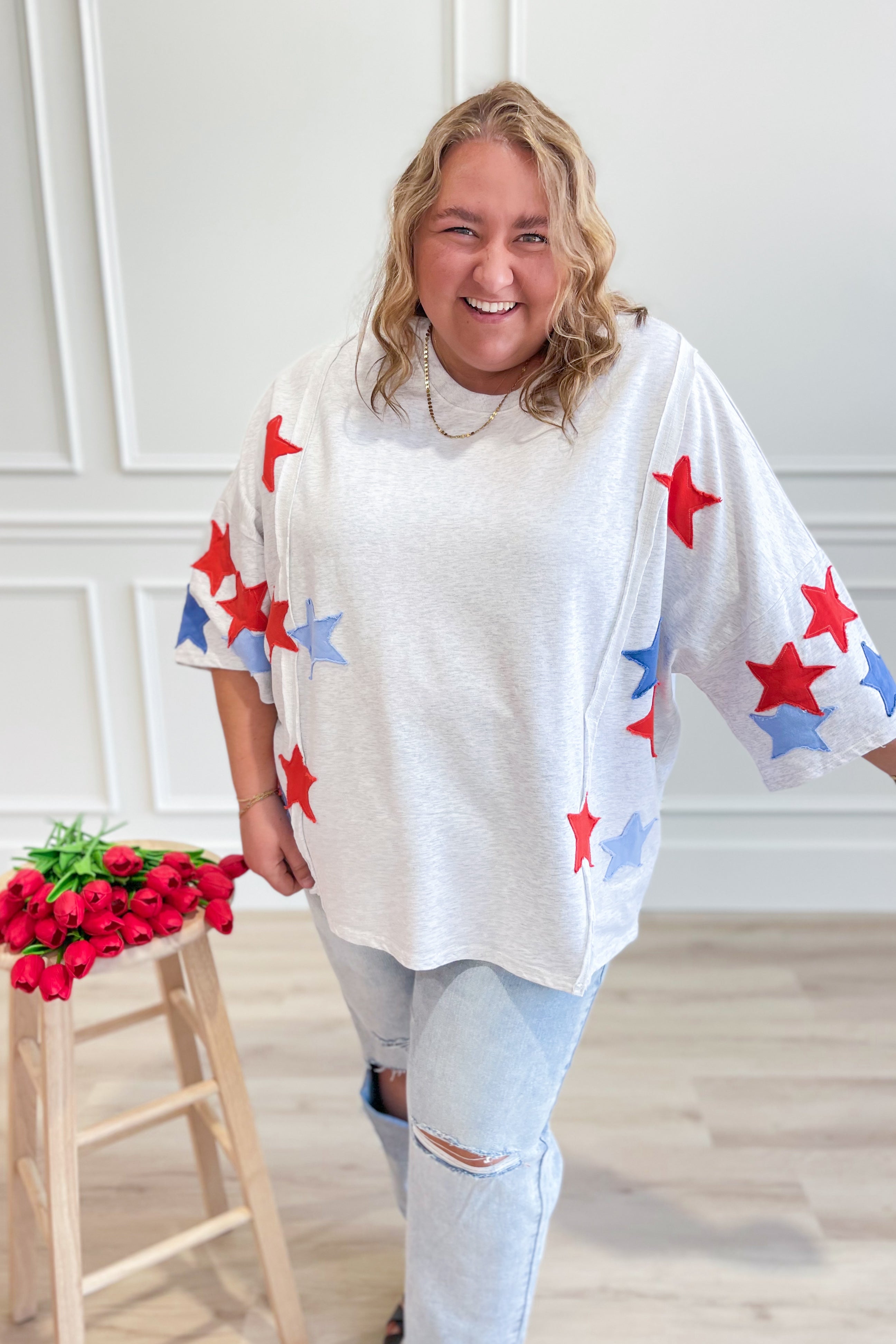 Danna Star Patch Pullover Top - Be You Boutique