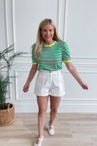 Beth Striped Peplum Sleeve Top - Be You Boutique