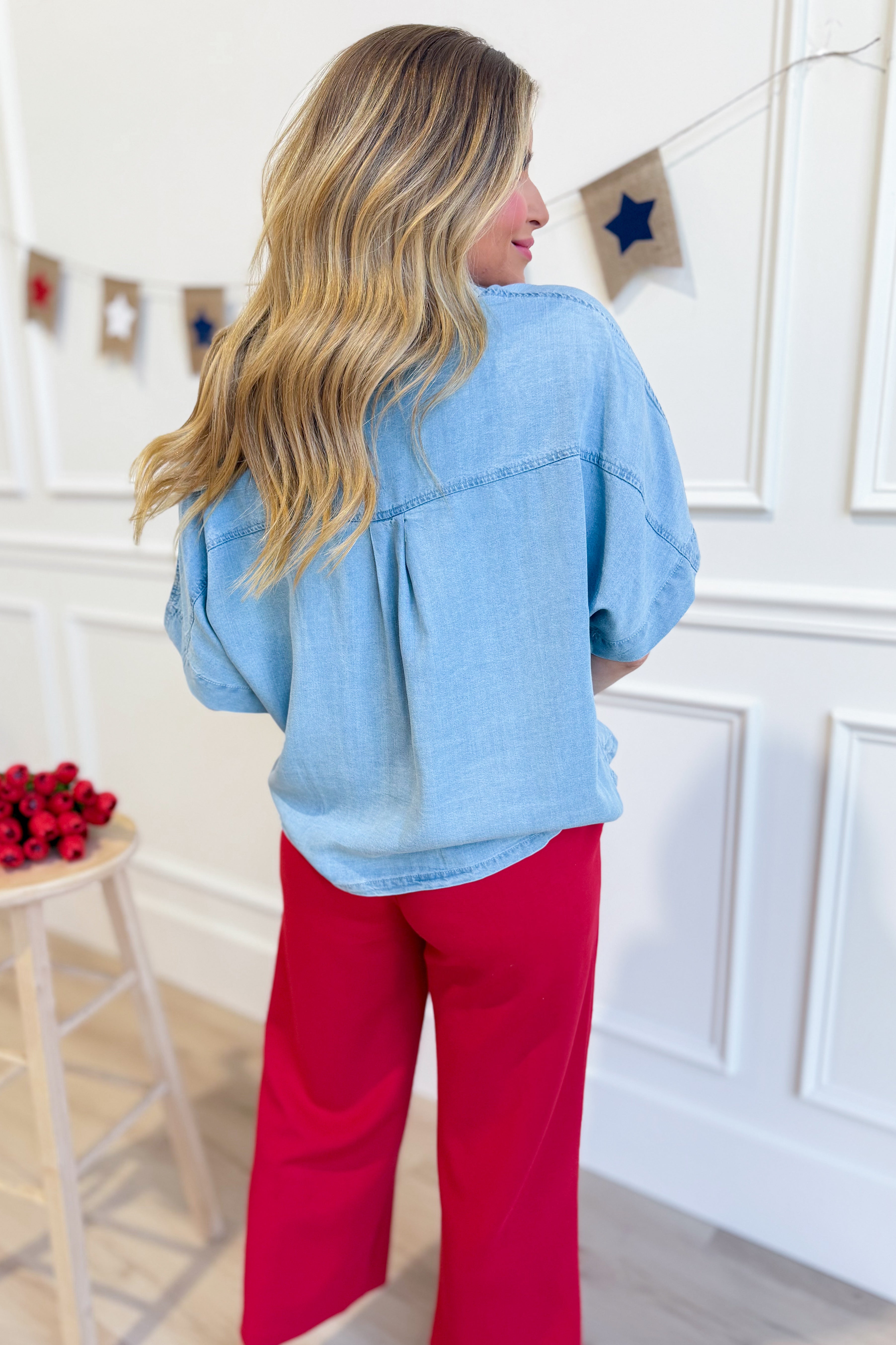 HYFVE Laurie button-up patch pocket shirt from 153 Rompers, featuring a casual fit with front patch pockets and button details.