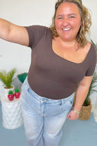 Kennedy Square Neck Short Sleeve Bodysuit - Be You Boutique