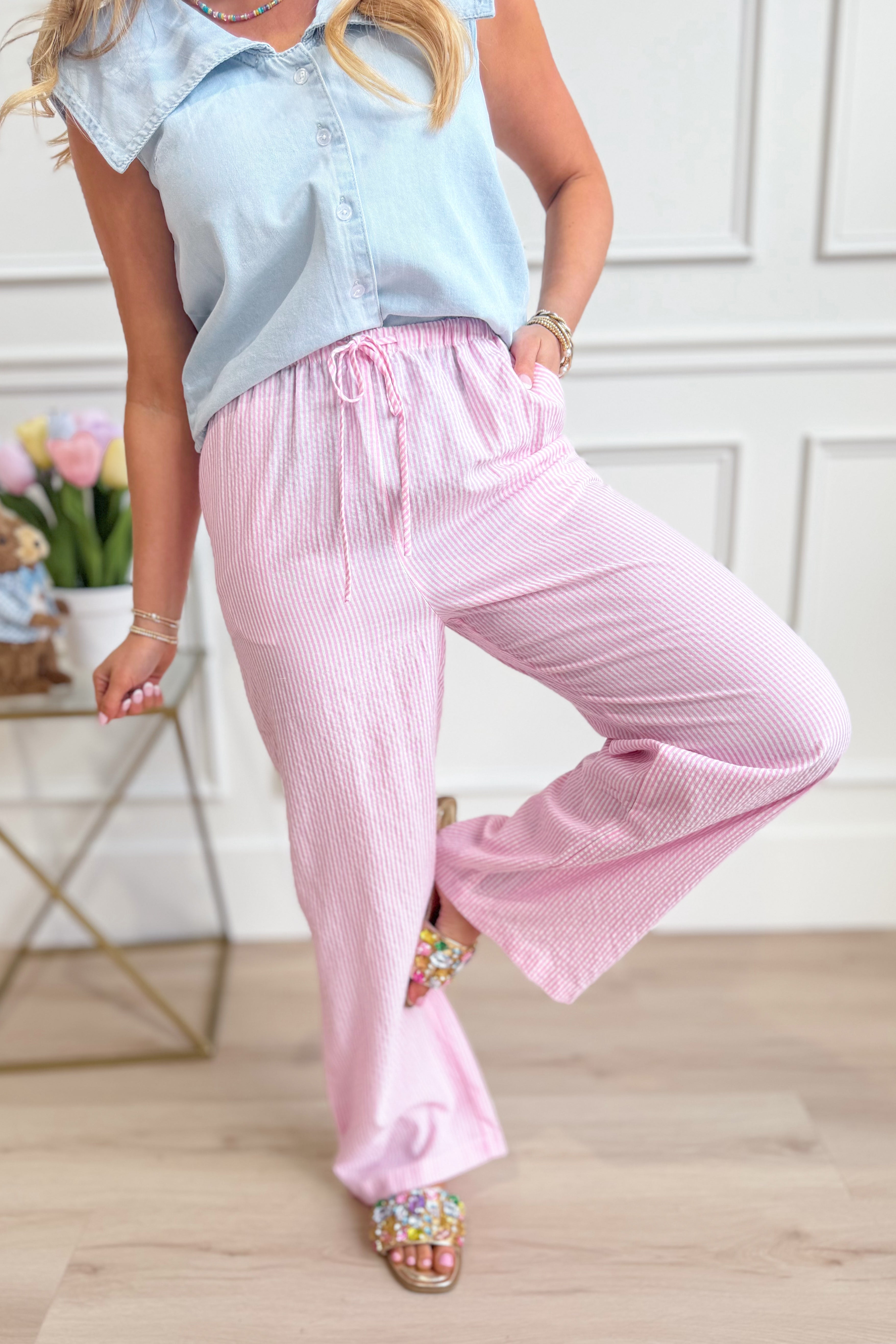 Mia Striped Straight Leg Pant - Be You Boutique