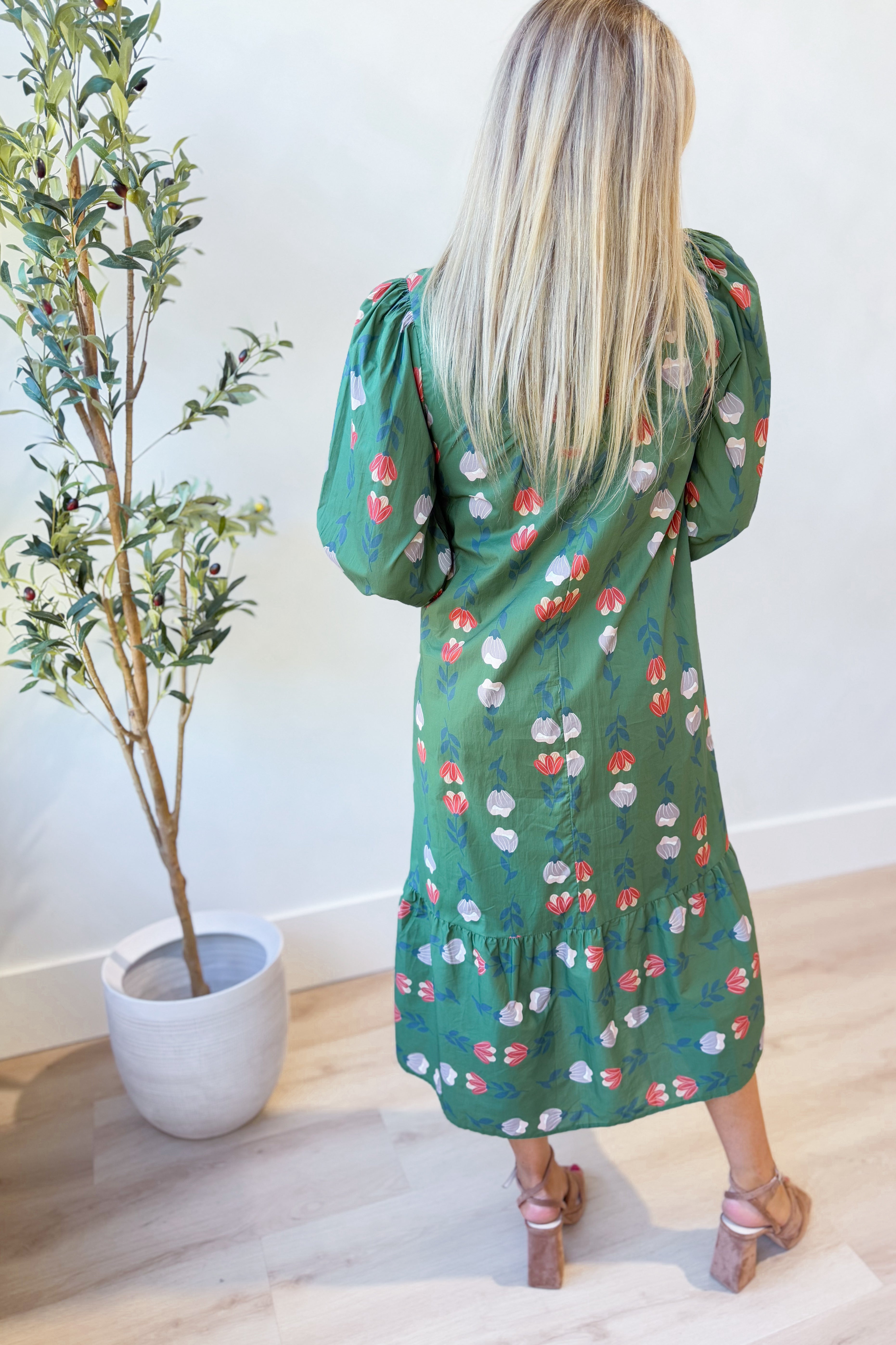 Lori Ruffle Trim Midi Dress - Be You Boutique