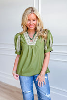 Kate Abstract Embroidered Top - Be You Boutique
