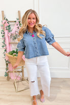 Jennifer Denim Button Down Top - Be You Boutique
