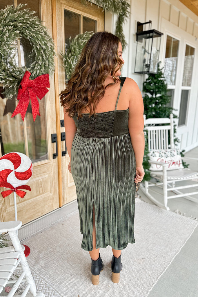 Olivia Square Neck Velvet Midi Dress - Be You Boutique
