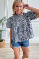Sabrina Gingham Puff Sleeve Top - Be You Boutique