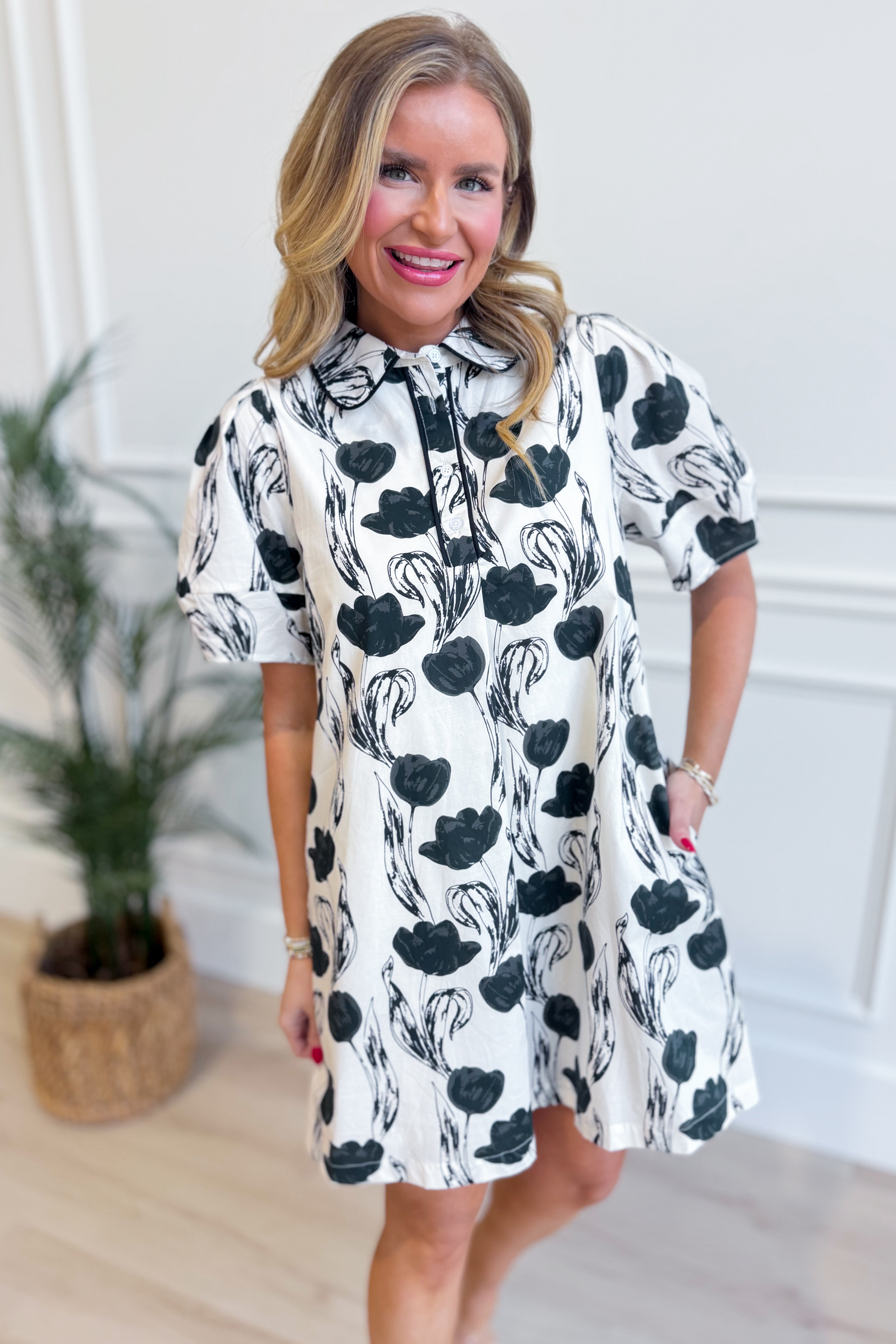 JODIFL Karen floral abstract dress with vibrant colorful patterns, elegant design, and flowy fabric suitable for dressy occasions.