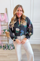 Elizabeth Floral Split Neck Blouse - Be You Boutique