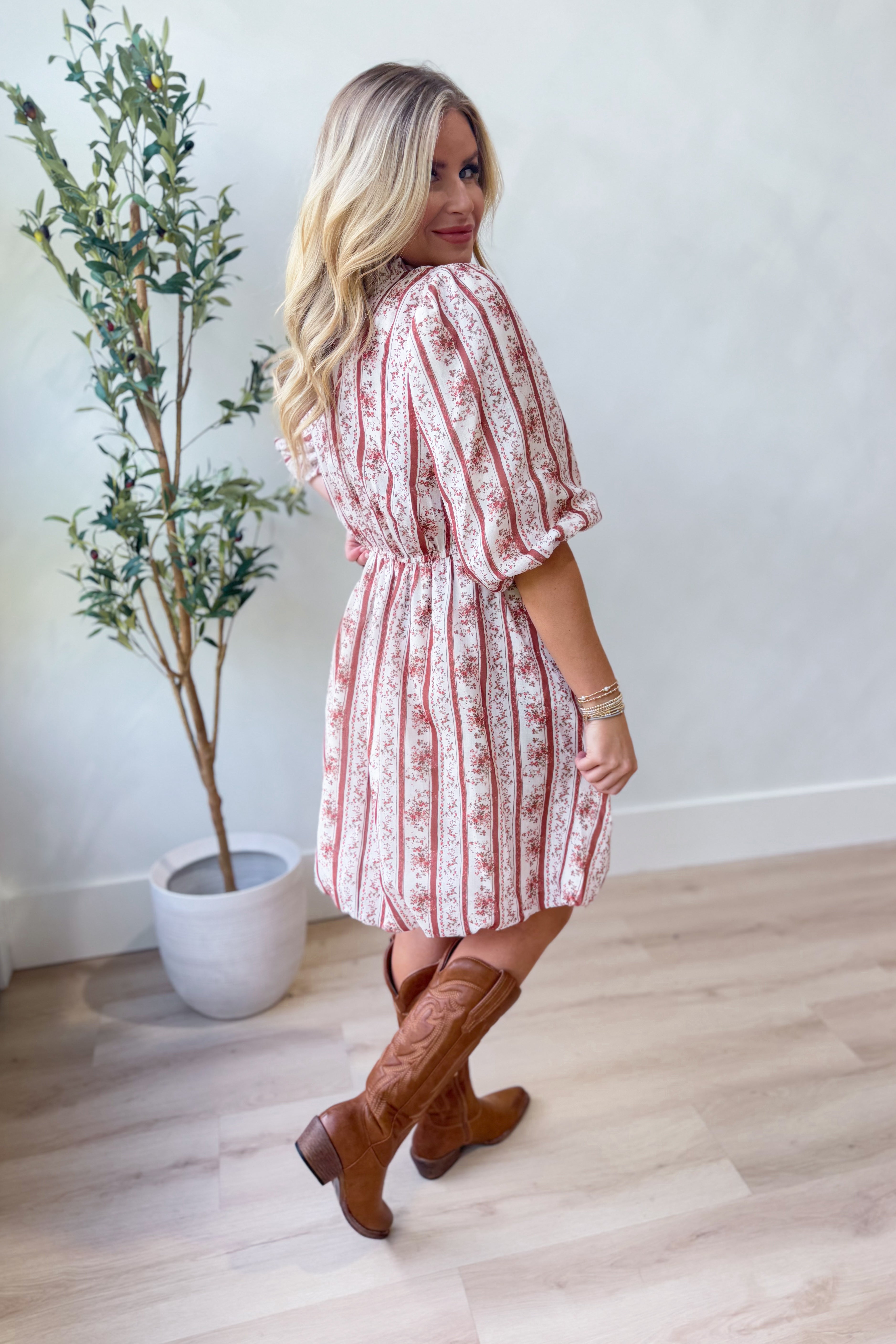 Rhonda Floral Ruffle Trim Dress - Be You Boutique