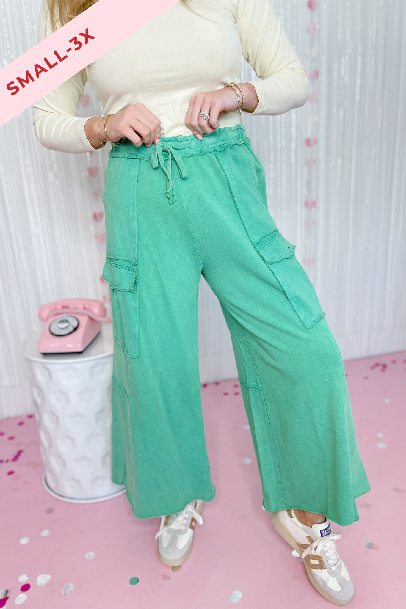 Mateo Mineral Washed Wide Leg Cargo Pants [S-3X] - Be You Boutique