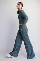Rae Mode Daphine Deep Green French Terry Pant Set featuring stylish, comfortable 156 pants with a relaxed fit and soft fabric.