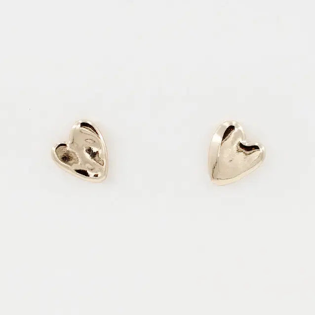 Gold Hammered Heart Studs - Be You Boutique
