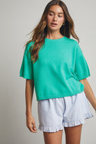 Susan Short Sleeve Sweater Top - Be You Boutique