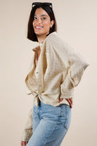 Mia Striped Button Down Oversized Top - Be You Boutique