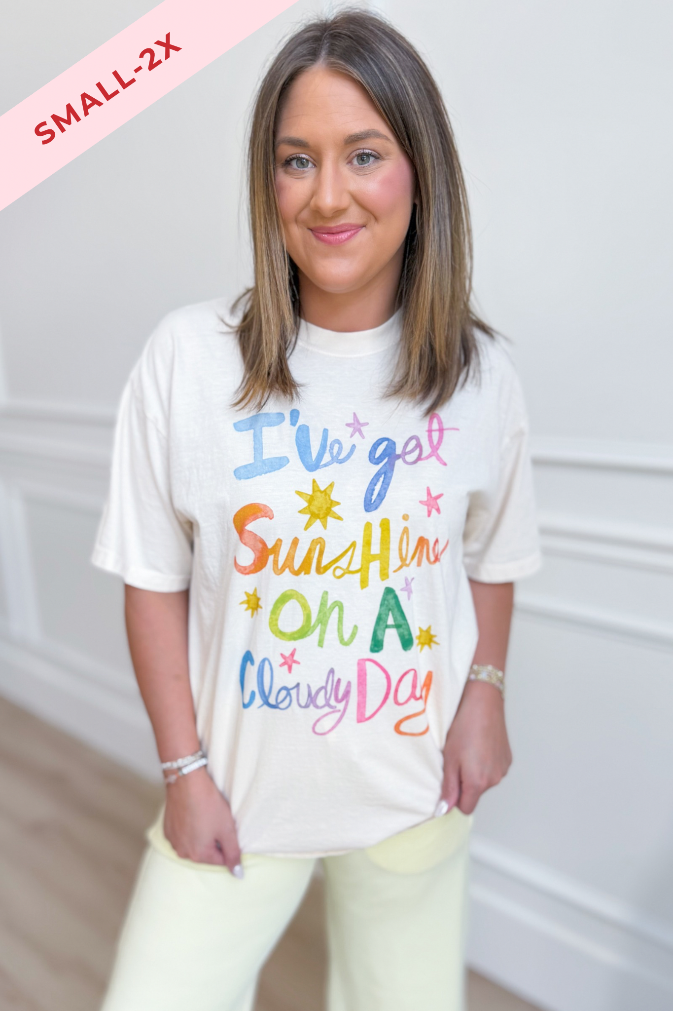 Poppy & Pine Ive Got Sunshine graphic T-shirt featuring bright sun design on casual 117 graphic tee for men or women.
