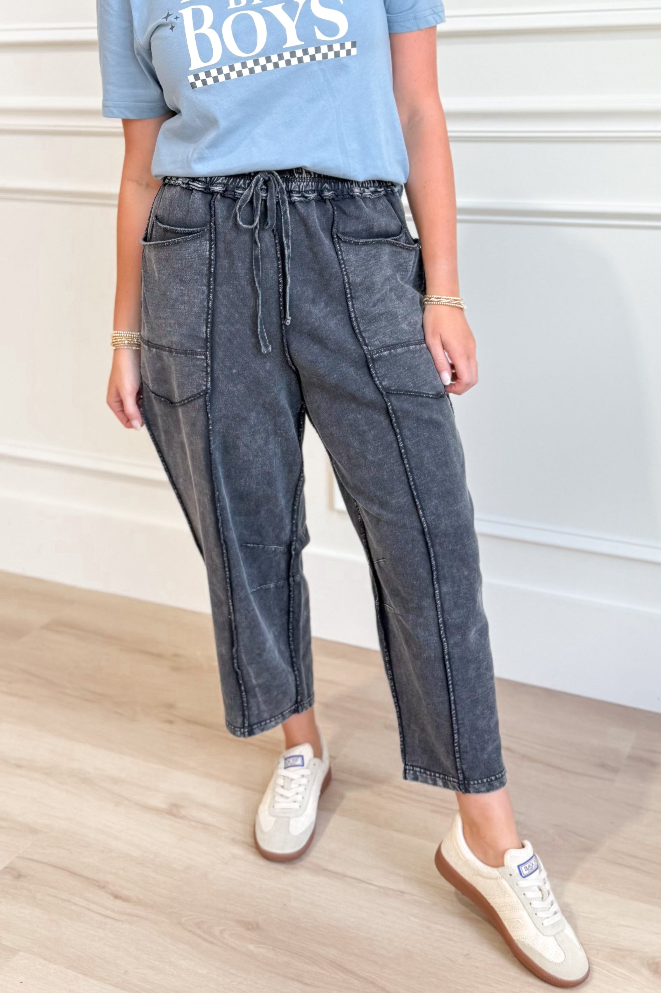 Vinny Mineral Washed Terry Knit Pant - Be You Boutique